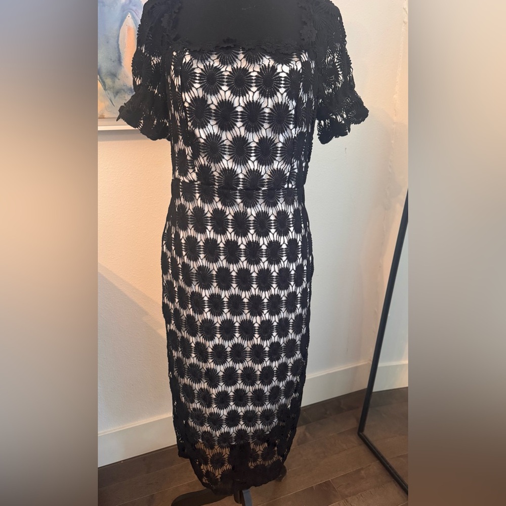NWOT Stunning black white lace midi dress XL - Picture 4 of 4